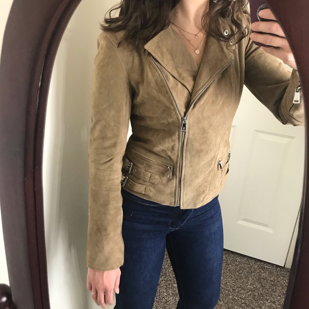 Lauren Ralph Lauren Tan Suede Moto Jacket